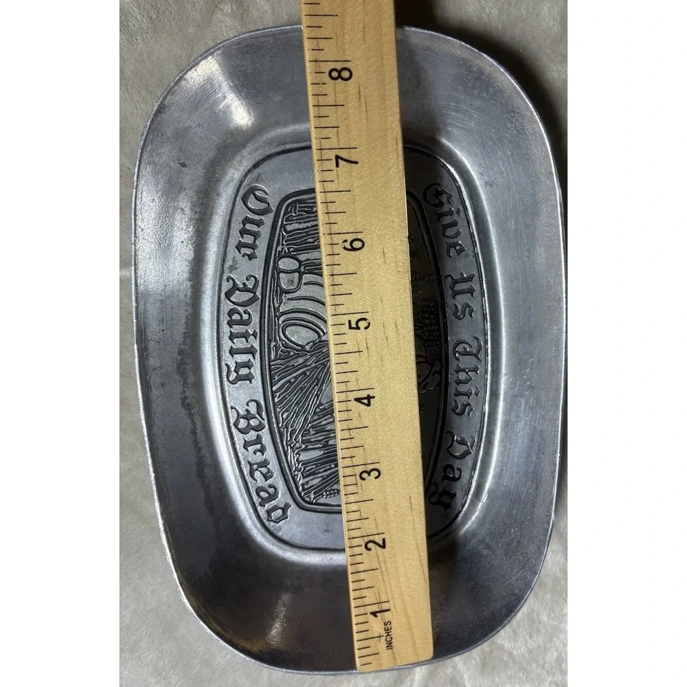 Pewter‎ Bread Tray Give Us This Day Our Daily Bread 8.5x6